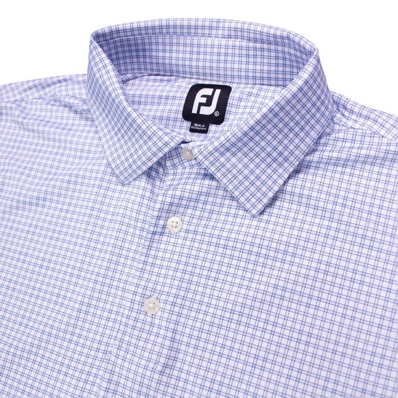 FootJoy Other - FootJoy Golf Polo Shirt Mens XL‎ Blue White Check Plaid Short Sleeve Stretch